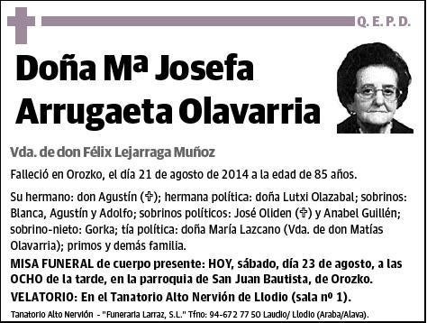 ARRUGAETA OLAVARRIA,Mª JOSEFA