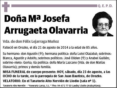 ARRUGAETA OLAVARRIA,Mª JOSEFA