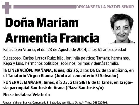 ARMENTIA FRANCIA,MARIAM