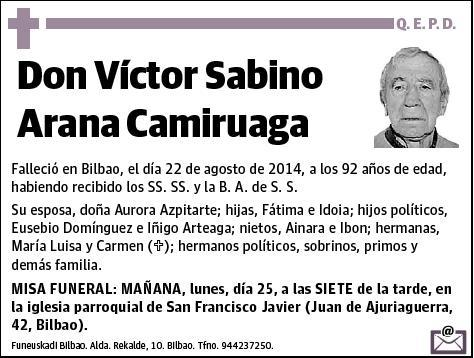 ARANA CAMIRUAGA,VICTOR SABINO