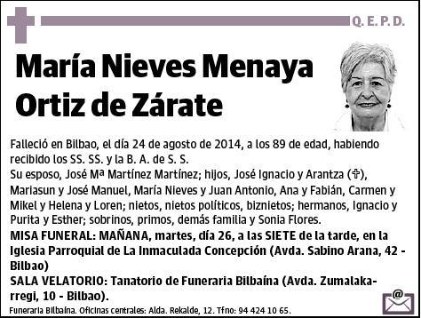 MENAYA ORTIZ DE ZARATE,MARIA NIEVES