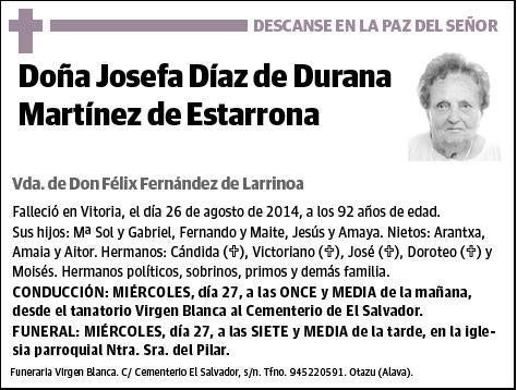 DIAZ DE DURANA MARTINEZ DE ESTARRONA,JOSEFA