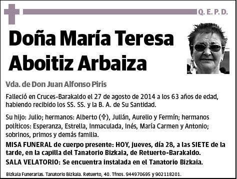 ABOITIZ ARBAIZA,MARIA TERESA