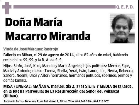 MACARRO MIRANDA,MARIA