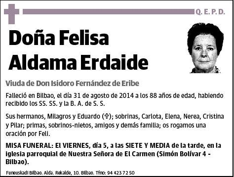 ALDAMA ERDAIDE,FELISA