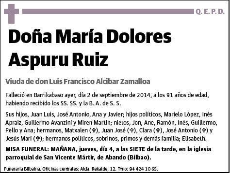 ASPURU RUIZ,MARIA DOLORES