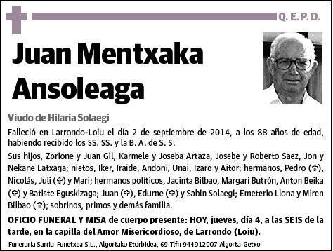 MENTXAKA ANSOLEAGA,JUAN