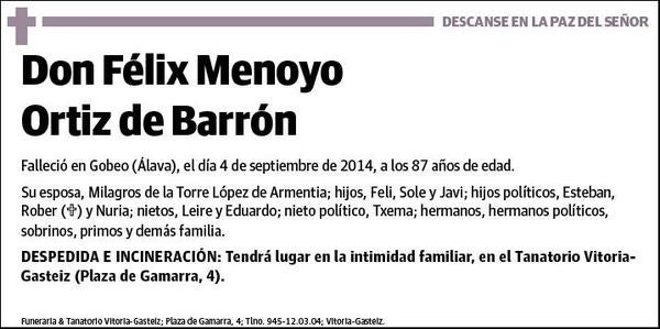 MENOYO ORTIZ DE BARRON,FELIX