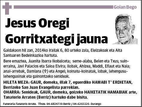 OREGI GORRITXATEGI,JESUS