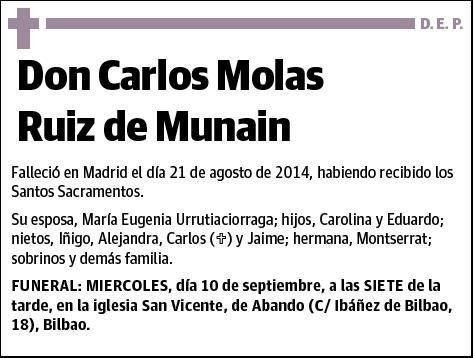 D. CARLOS MOLAS RUIZ DE MUNAIN