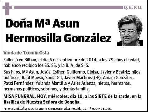 HERMOSILLA GONZALEZ,Mª ASUN