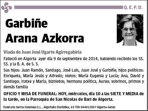 ARANA AZKORRA,GARBIÑE