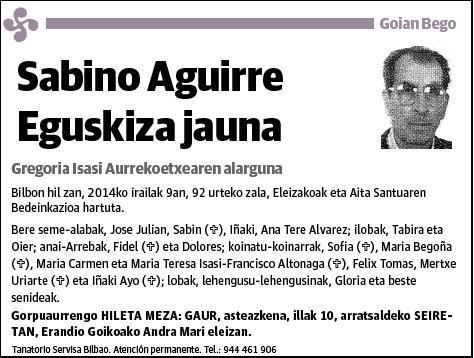 AGUIRRE EGUSKIZA,SABINO