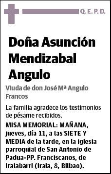 MENDIZABAL ANGULO,ASUNCION