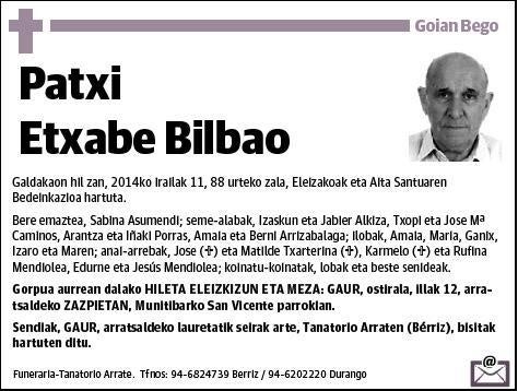 ETXABE BILBAO,PATXI