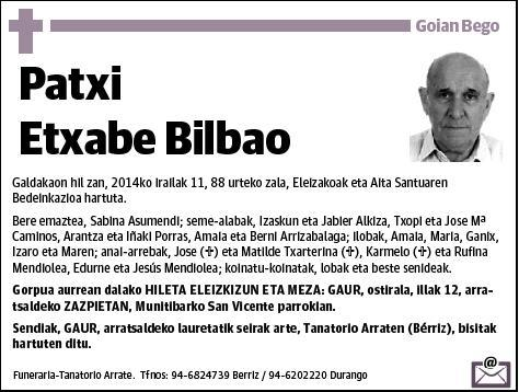 ETXABE BILBAO,PATXI