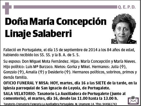 LINAJE SALABERRI,MARIA CONCEPCION