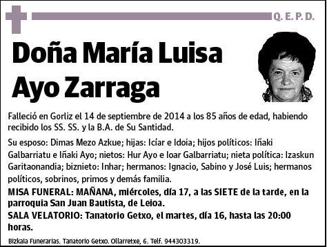 AYO ZARRAGA,MARIA LUISA