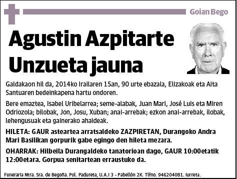 AZPITARTE UNZUETA,AGUSTIN