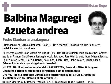 MAGUREGI AZUETA,BALBINA