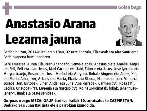 ARANA LEZAMA,ANASTASIO