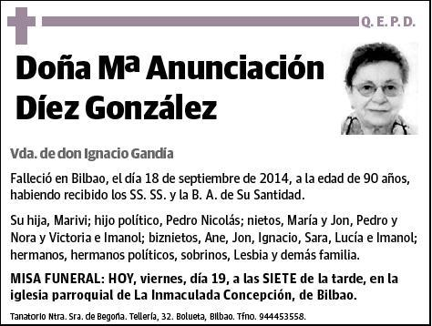 DIEZ GONZALEZ,Mª ANUNCIACION