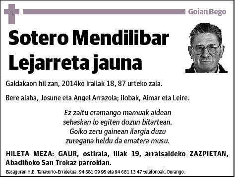 MENDILIBAR LEJARRETA,SOTERO