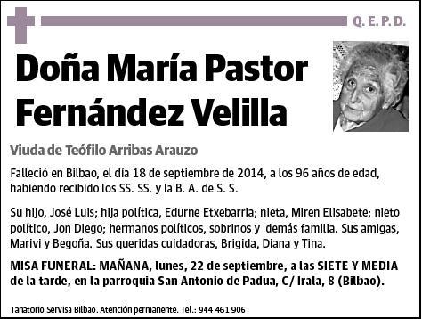 FERNANDEZ VELILLA,MARIA PASTOR