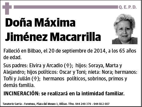 JIMENEZ MACARRILLA,MAXIMA