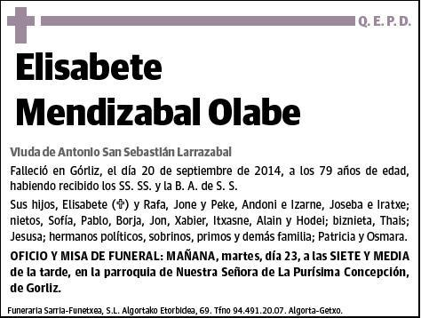 MENDIZABAL OLABE,ELISABETE