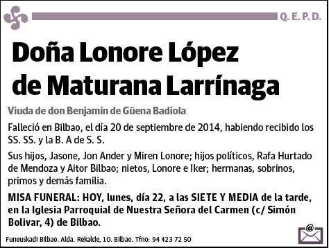 LOPEZ DE MATURANA LARRINAGA,LONORE