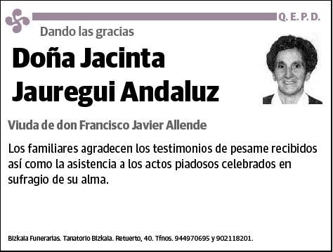 JAUREGUI ANDALUZ,JACINTA