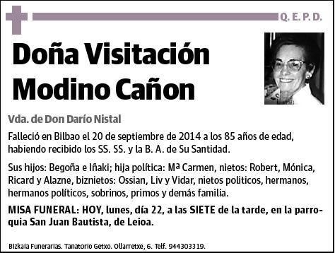 MODINO CAÑON,VISITACION