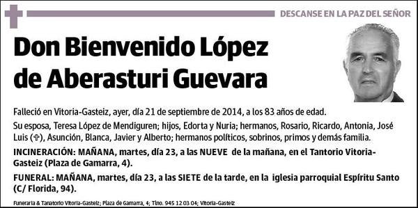 LOPEZ DE ABERASTURI GUEVARA,BIENVENIDO