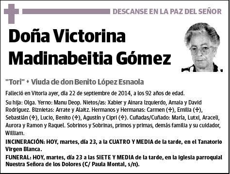 MADINABEITIA GOMEZ,VICTORINA