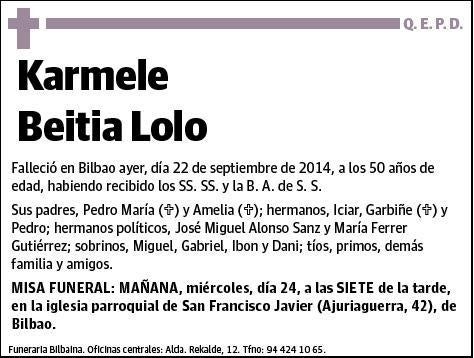 BEITIA LOLO,KARMELE