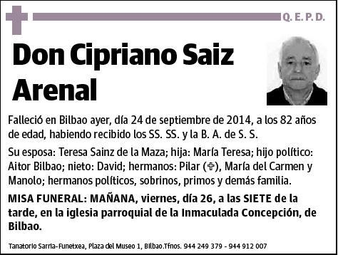 SAIZ ARENAL,CIPRIANO