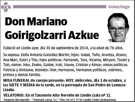 GOIRIGOLZARRI AZKUE,MARIANO