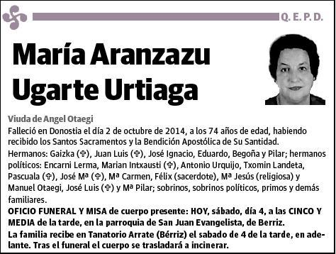 UGARTE URTIAGA,MARIA ARANZAZU