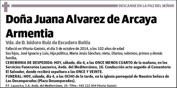 ALVAREZ DE ARCAYA ARMENTIA,JUANA