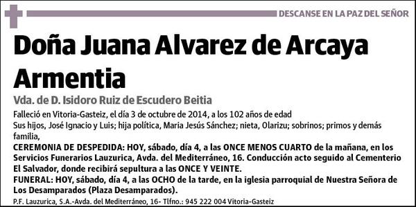 ALVAREZ DE ARCAYA ARMENTIA,JUANA