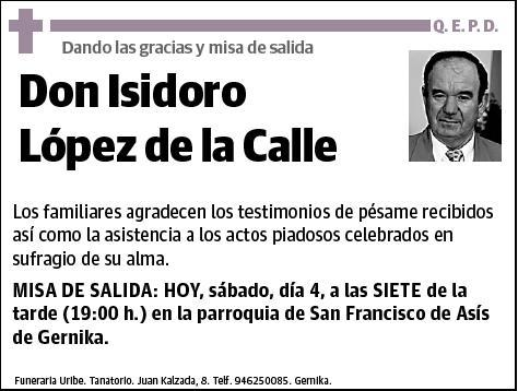 LOPEZ DE LA CALLE,ISIDORO