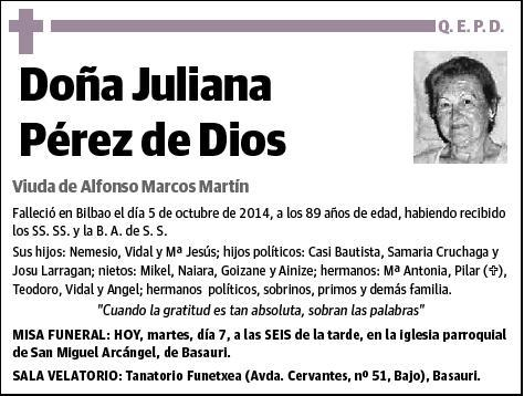 PEREZ DE DIOS,JULIANA