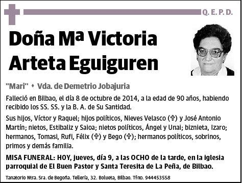 ARTETA EGUIGUREN,Mª VICTORIA