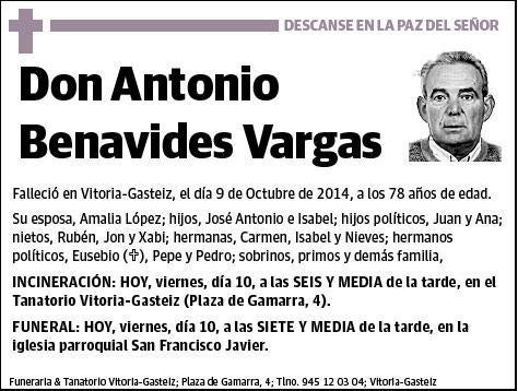 BENAVIDES VARGAS,ANTONIO