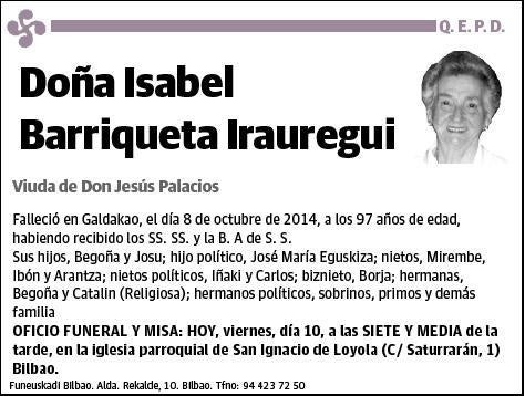 BARRIQUETA IRAUREGUI,ISABEL