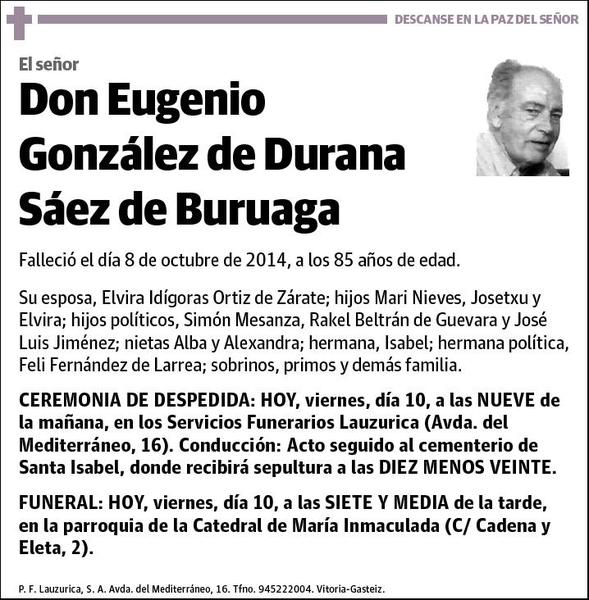 GONZALEZ DE DURANA SAEZ DE BURUAGA,EUGENIO