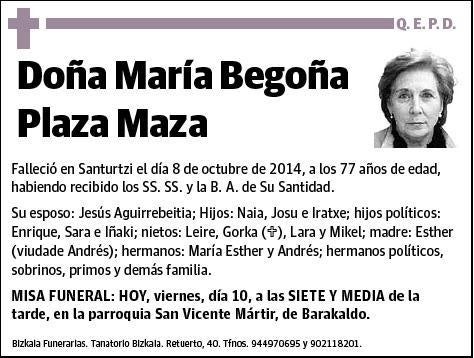 PLAZA MAZA,MARIA BEGOÑA