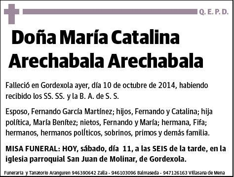 ARECHABALA ARECHABALA,MARIA CATALINA