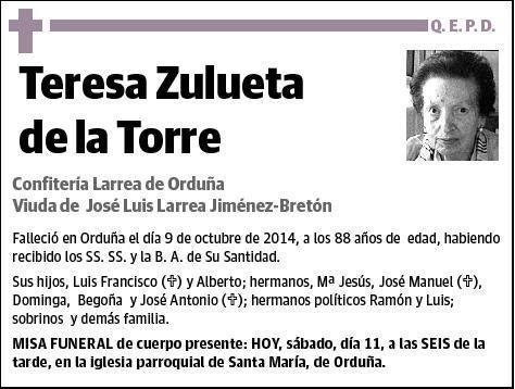 ZULUETA DE LA TORRE,TERESA